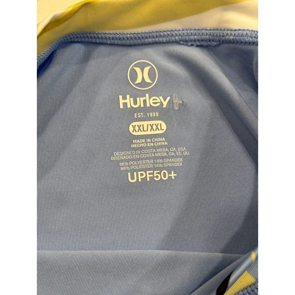 Hurley XXL Rash Guard Women Blue Floral Long Sleeve UPF 50+ Swim Top